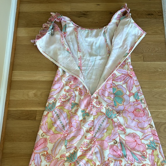 Carnegie of London Vintage Floral Pink Green Yellow Dress Women’s Size 18 - Picture 13 of 16
